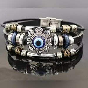 Silver and Blue Evil Eye Bracelet